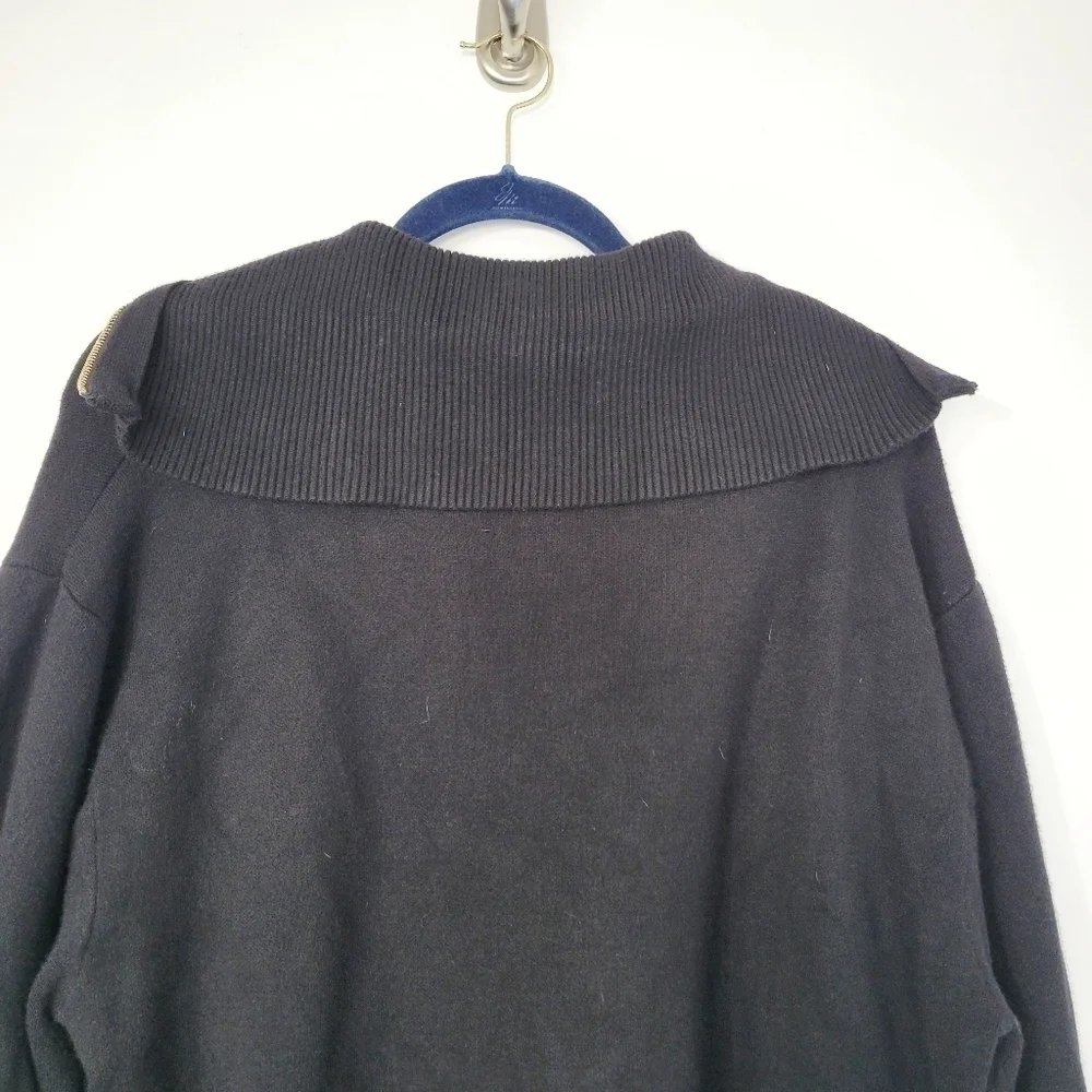 ZARA Black Mini Knit Jumper Dress with Gold Accent Zip Size Medium - Picture 7 of 9